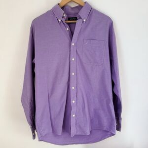 Vintage Nautica Purple Poplin Vintage Oxford 16 34 / 35 100% Cotton Classic Prep